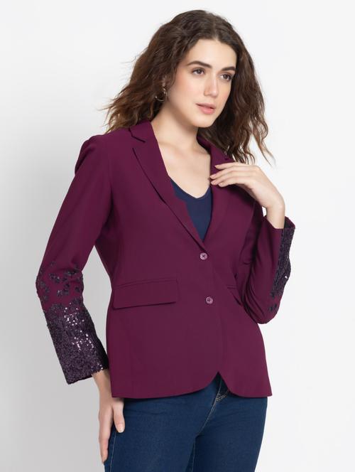 women embellished long sleeve casual blazer - 21630512 - Standard Image - 0