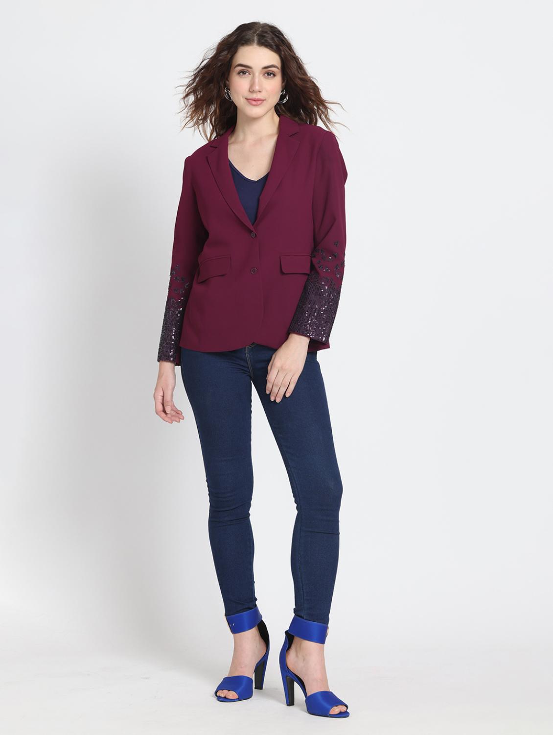 women embellished long sleeve casual blazer - 21630512 - Standard Image - 3
