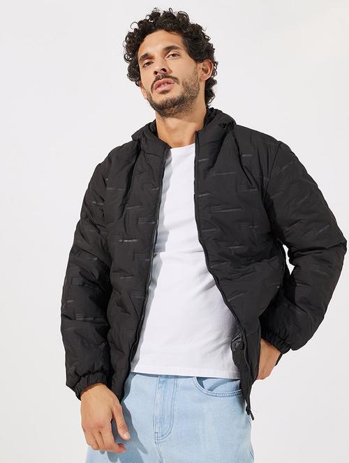 men black hooded bomber jacket - 21630610 - Standard Image - 0