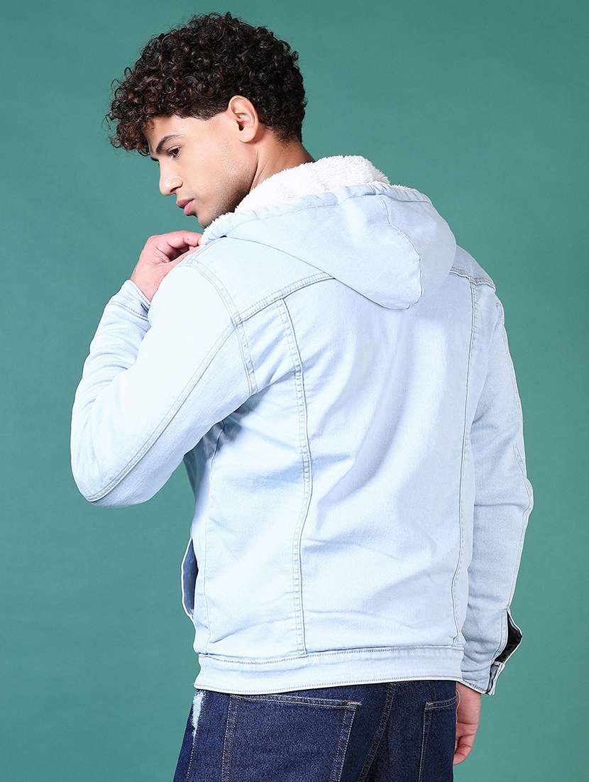 men long sleeves solid denim casual jacket - 21630695 -  Standard Image - 3