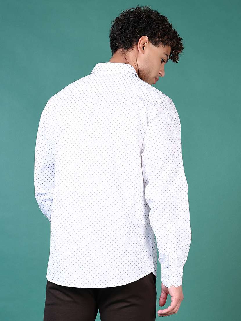 men micro print long sleeve casual shirt - 21630710 -  Standard Image - 3