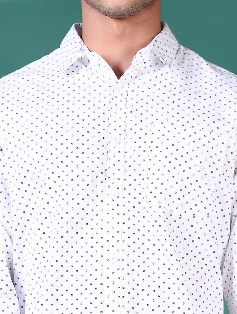men micro print long sleeve casual shirt - 21630710 -  Standard Image - 5