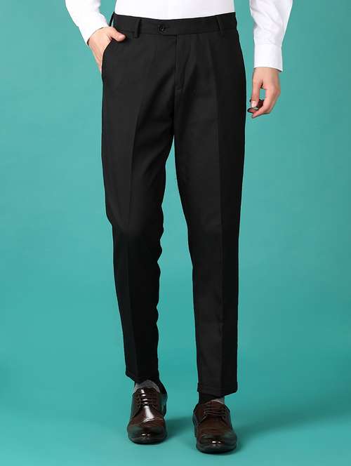 men mid rise solid flat front formal trouser