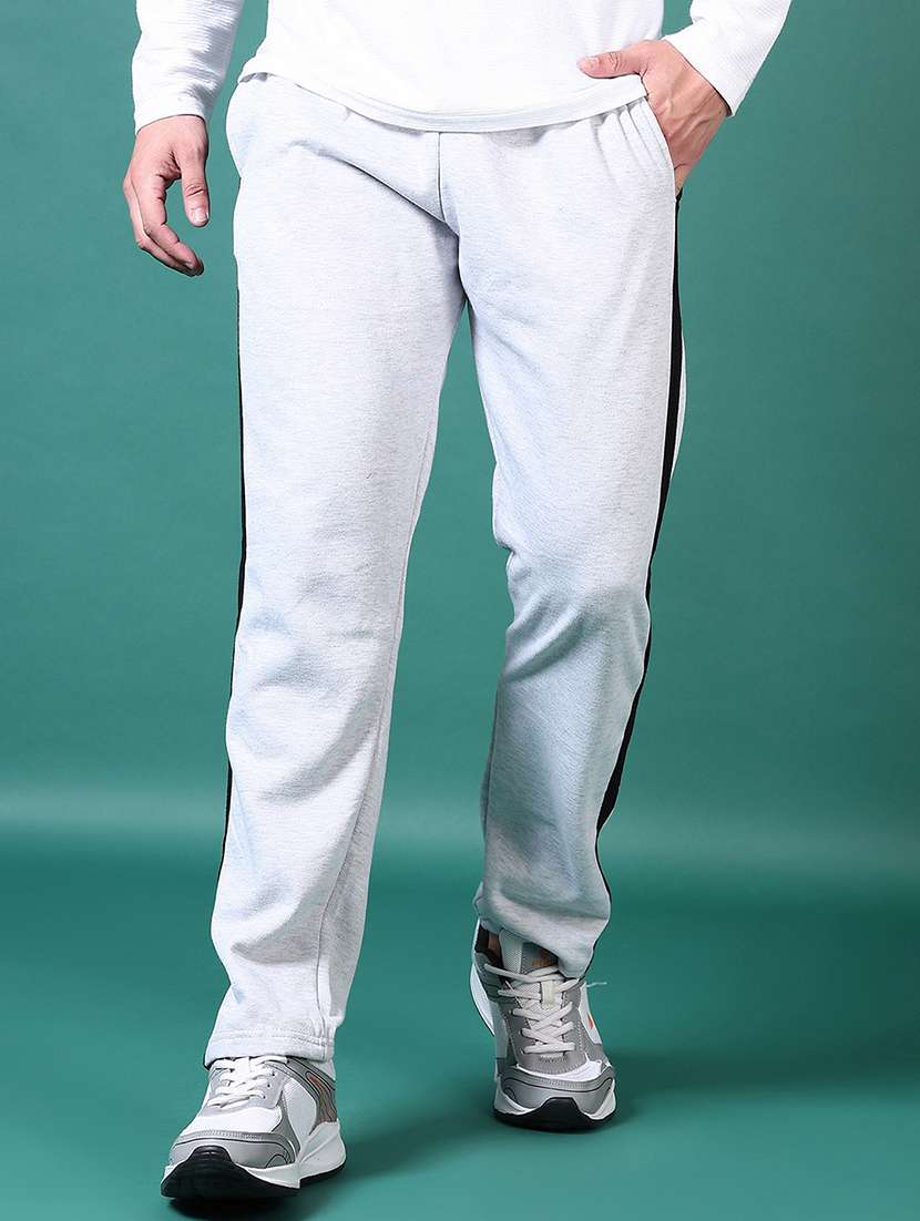 men mid rise side taped full length track pant