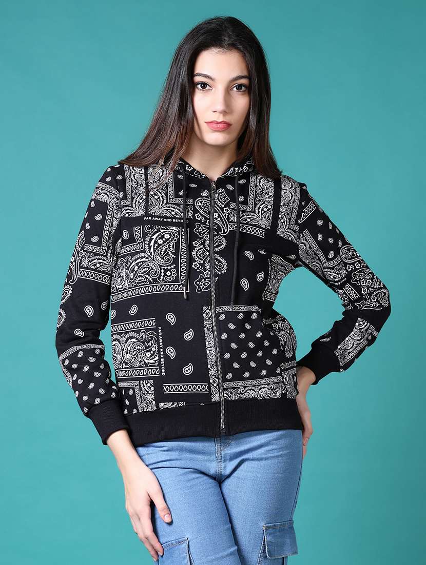 women all over print hooded sweatshirt