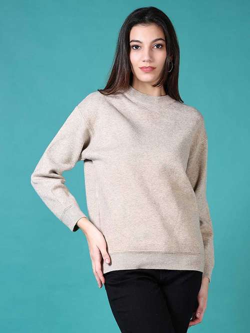 women solid long sleeves pullover - 21630969 -  Standard Image - 0