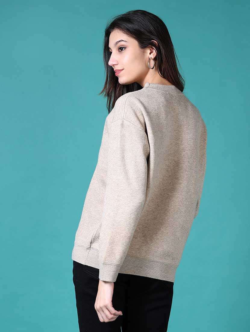 women solid long sleeves pullover - 21630969 -  Standard Image - 3