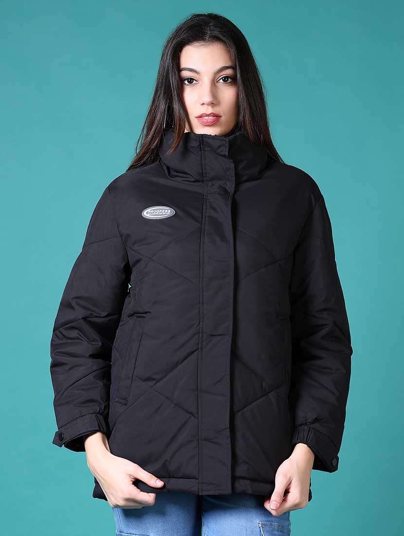 women solid long sleeve quilted jacket - 21631006 -  Zoom Image - 0
