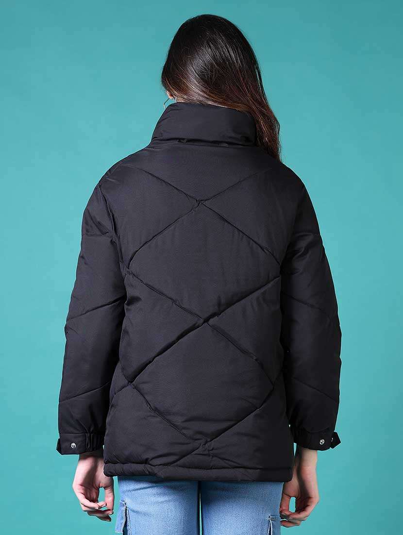 women solid long sleeve quilted jacket - 21631006 -  Standard Image - 3