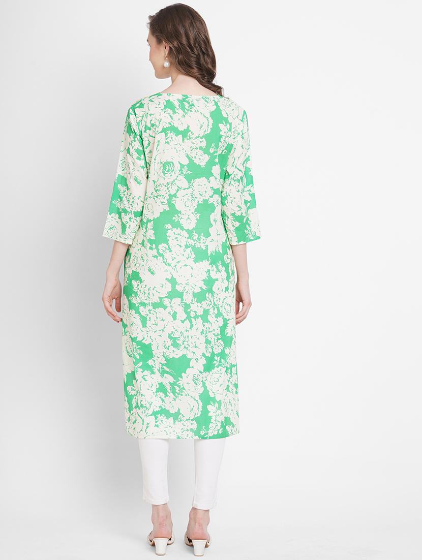 women floral round neck straight kurta - 21631311 - Standard Image - 3