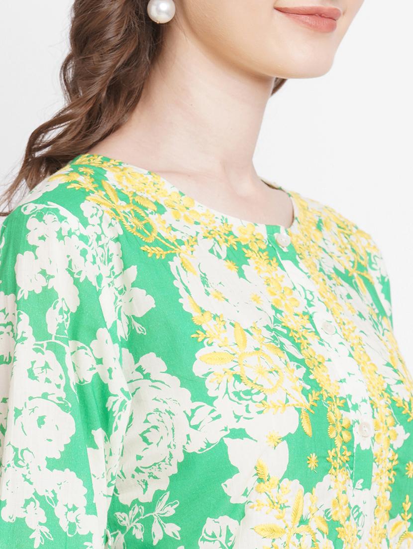 women floral round neck straight kurta - 21631311 - Standard Image - 5
