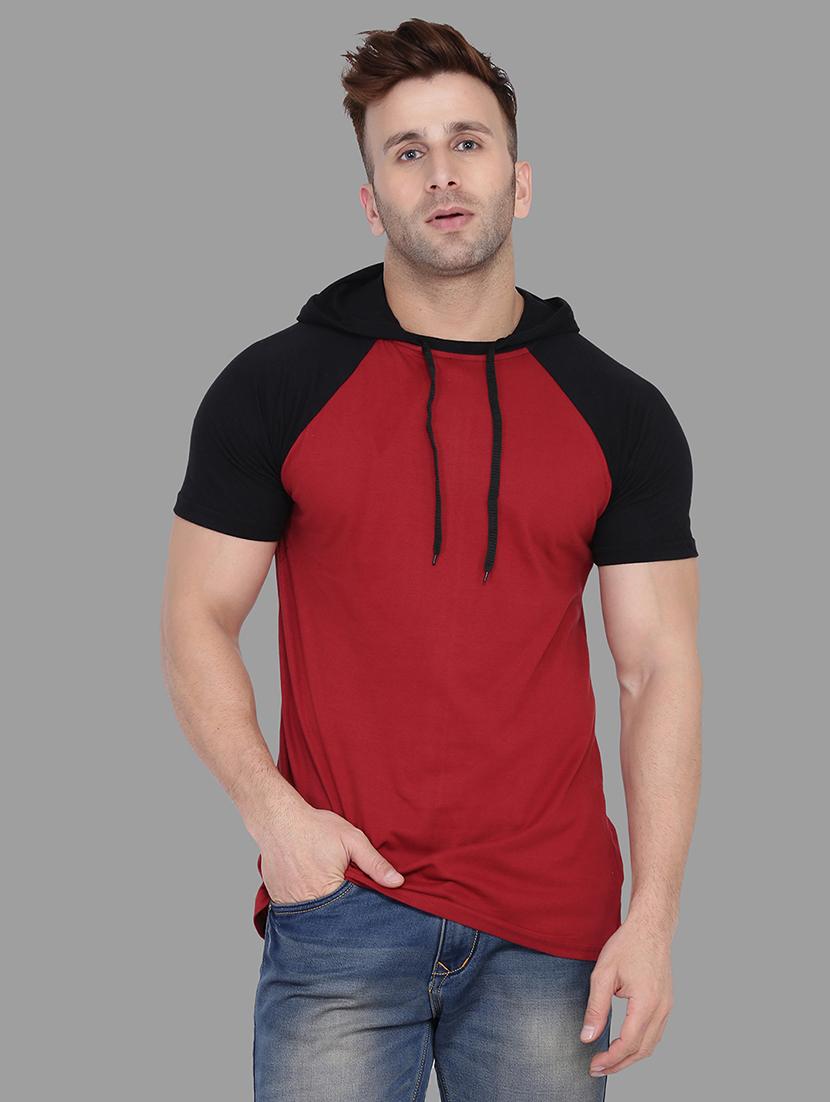 men slim fit color block hood neck t-shirt - 21631900 - Zoom Image - 0