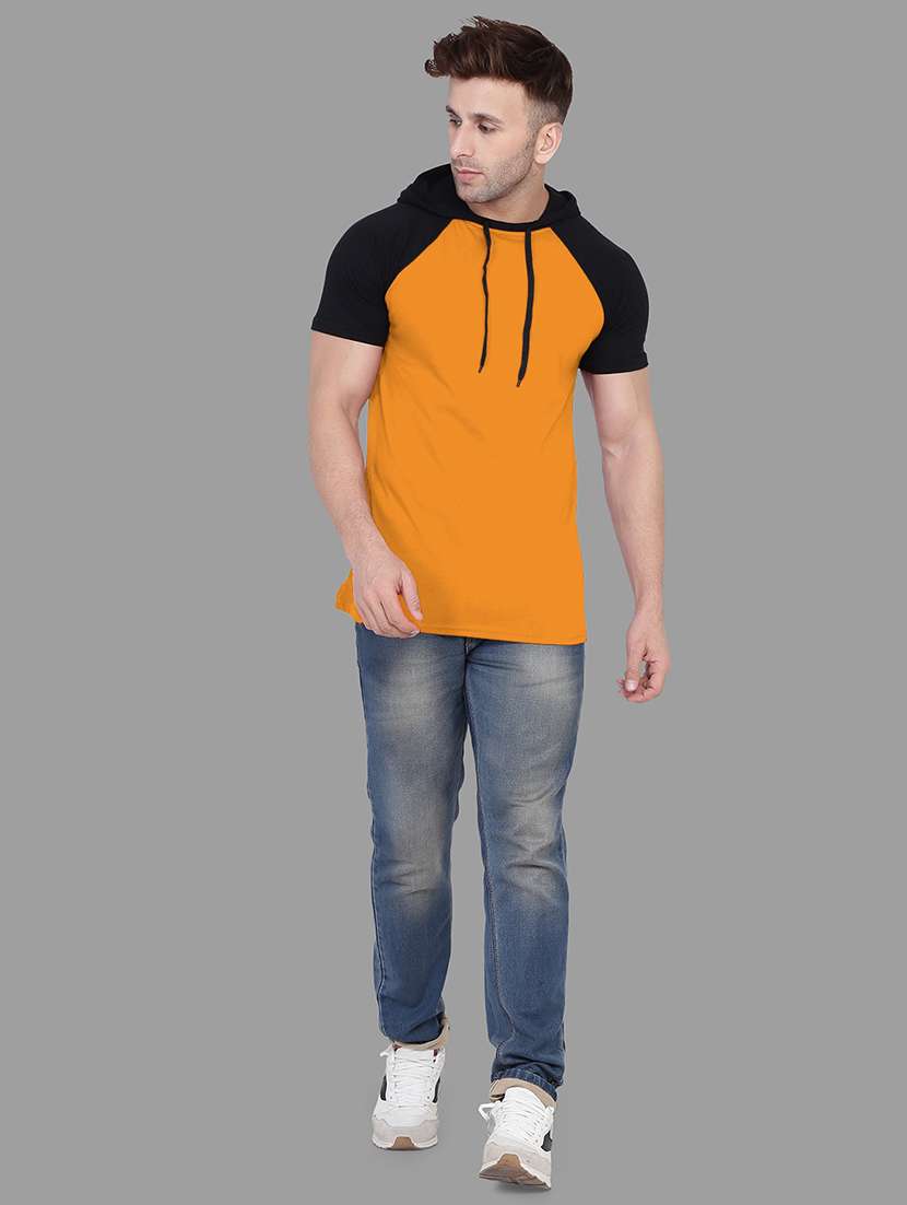 men slim fit color block hood neck t-shirt - 21631904 - Standard Image - 3