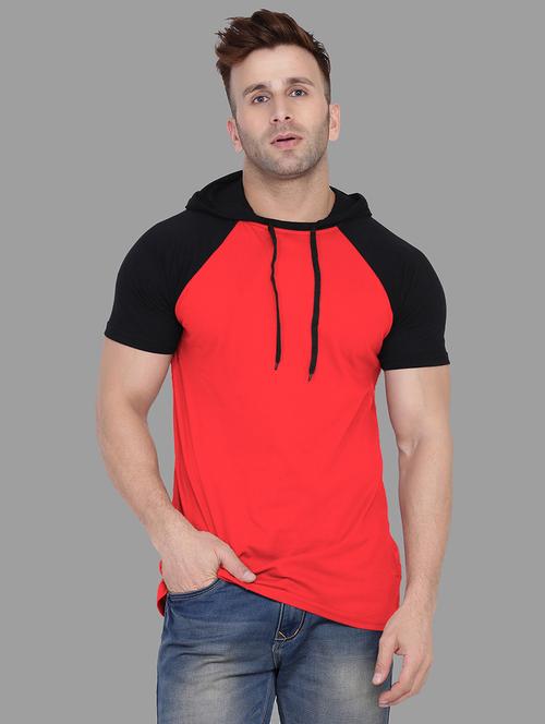 men slim fit color block hood neck t-shirt - 21631906 - Standard Image - 0