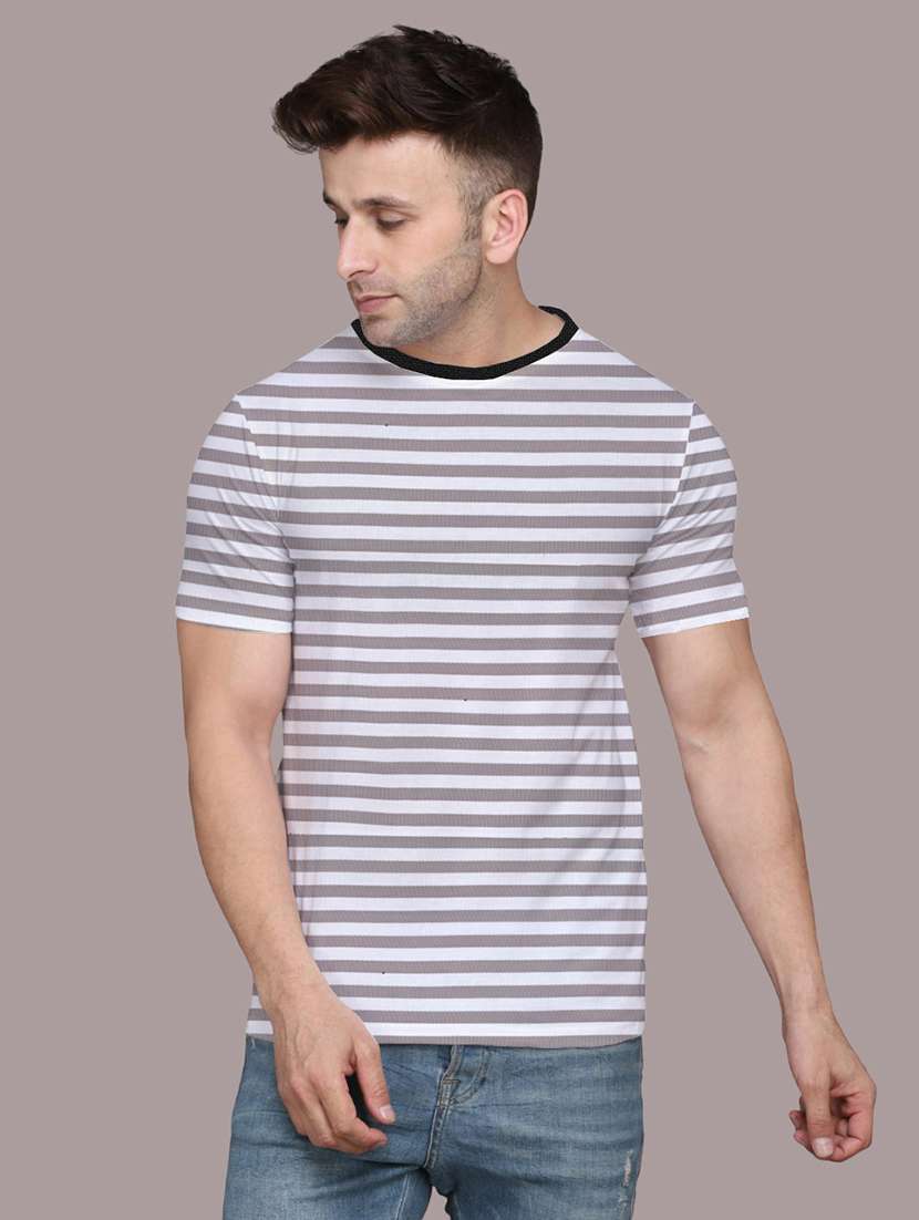 men slim fit striped short sleeve t-shirt
