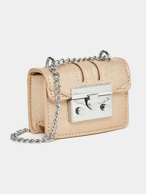 women gold textured sling bag - 21631983 - Standard Image - 0