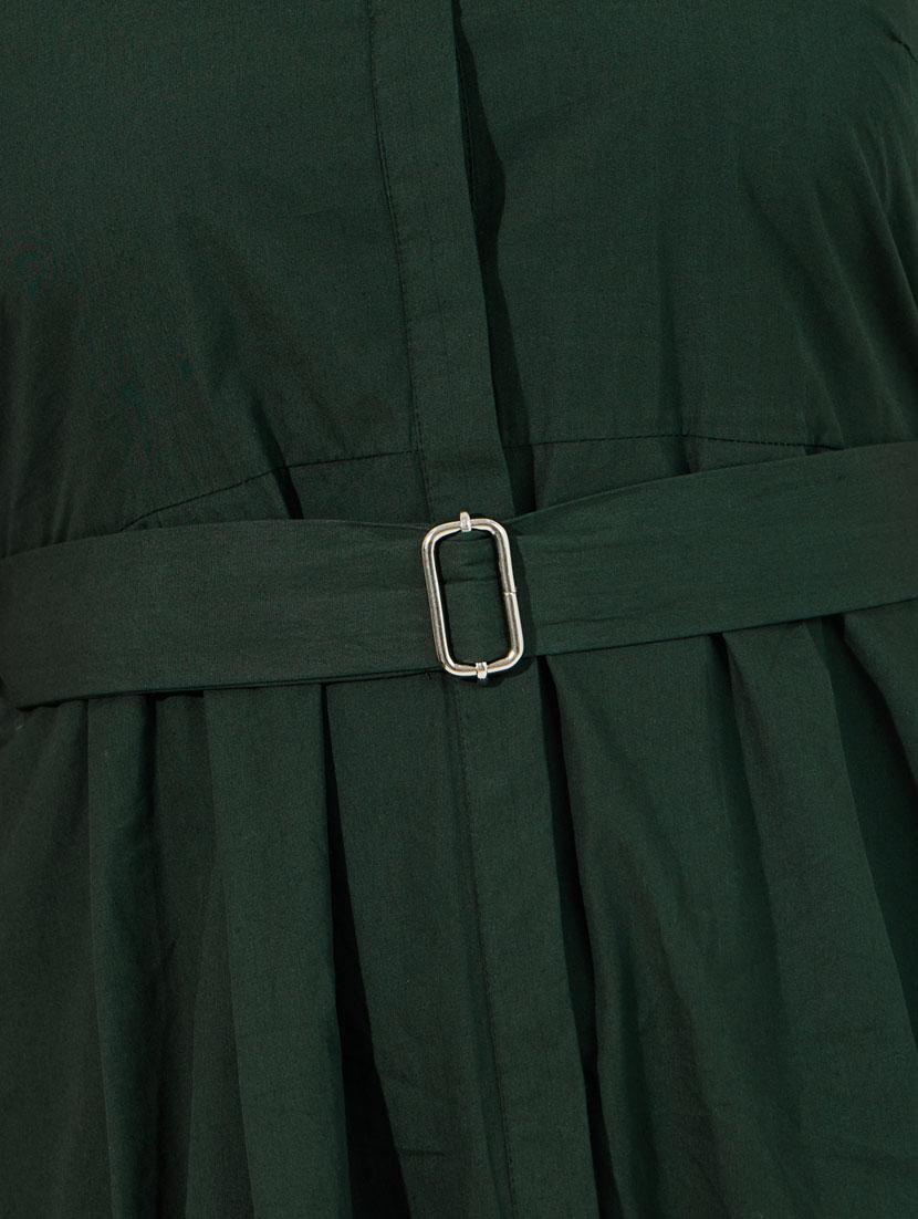 women green solid short sleeve a-line dress - 21631995 - Standard Image - 5