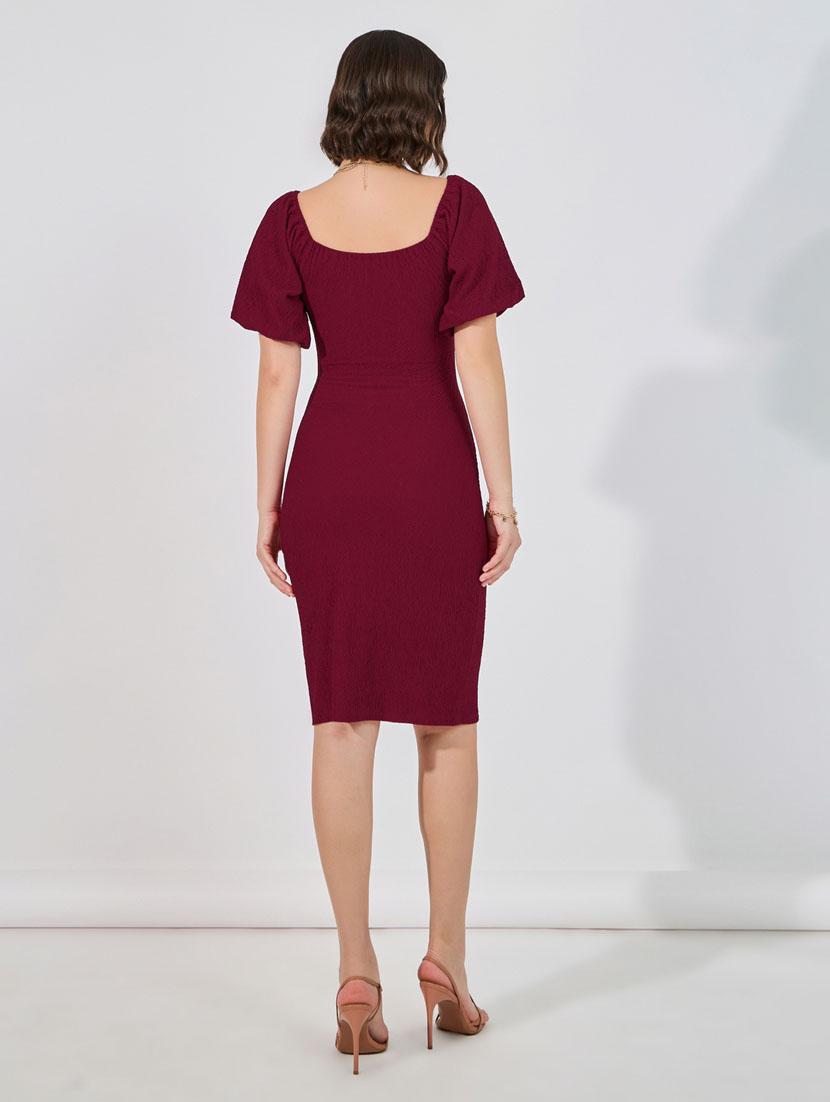 women square neck solid bodycon dress - 21632004 - Standard Image - 3