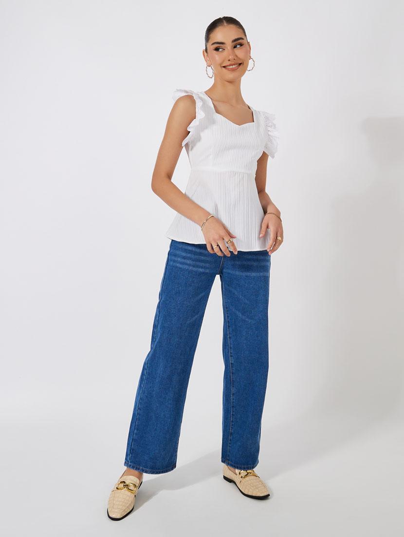 women white solid sweetheart neck top - 21632010 - Standard Image - 3