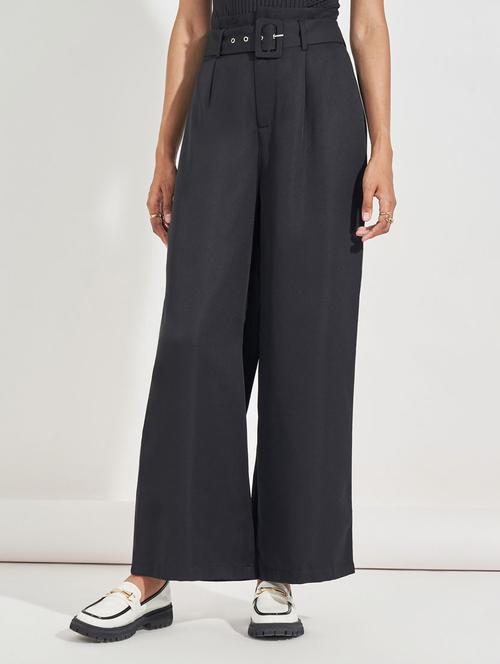 women solid ankle length wide leg trouser - 21632013 - Standard Image - 0