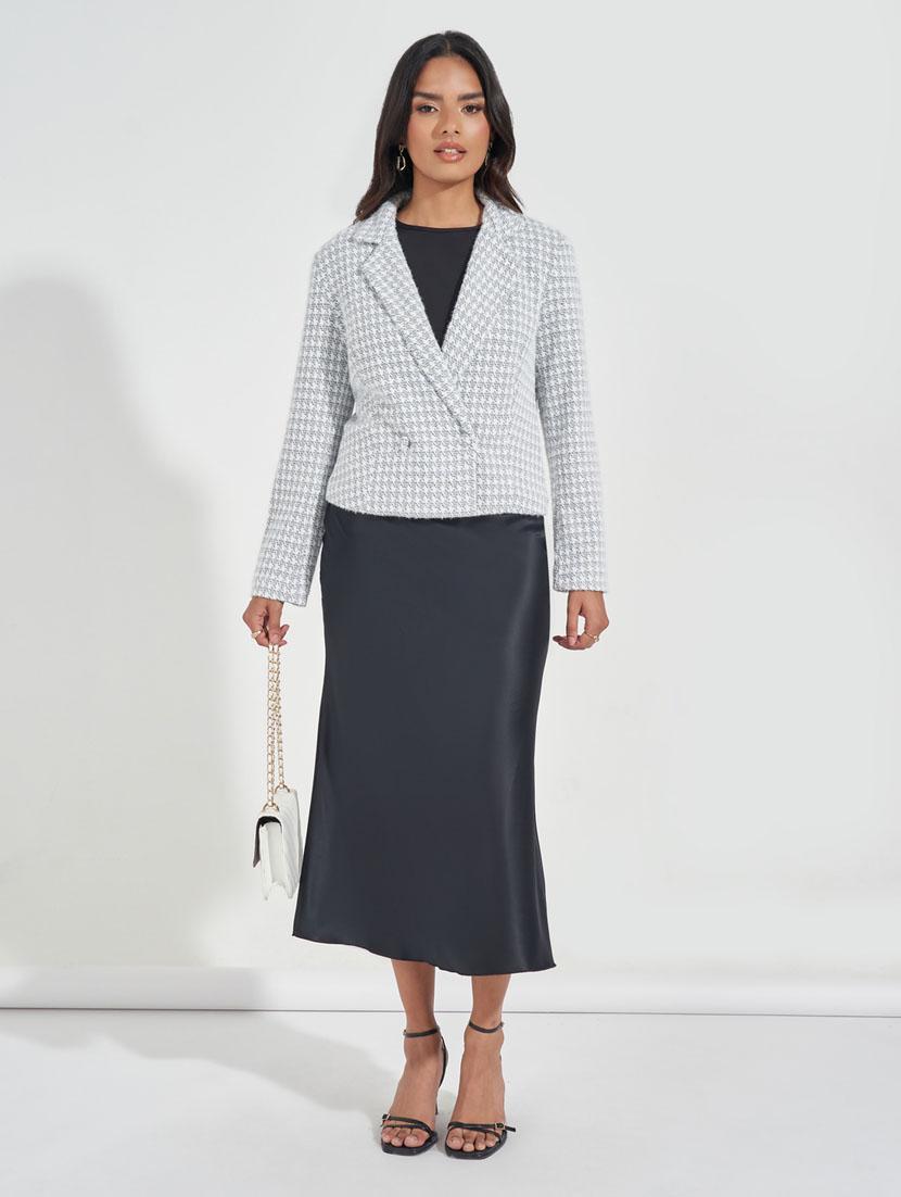 women lapel collar self design casual blazer - 21632027 - Standard Image - 3