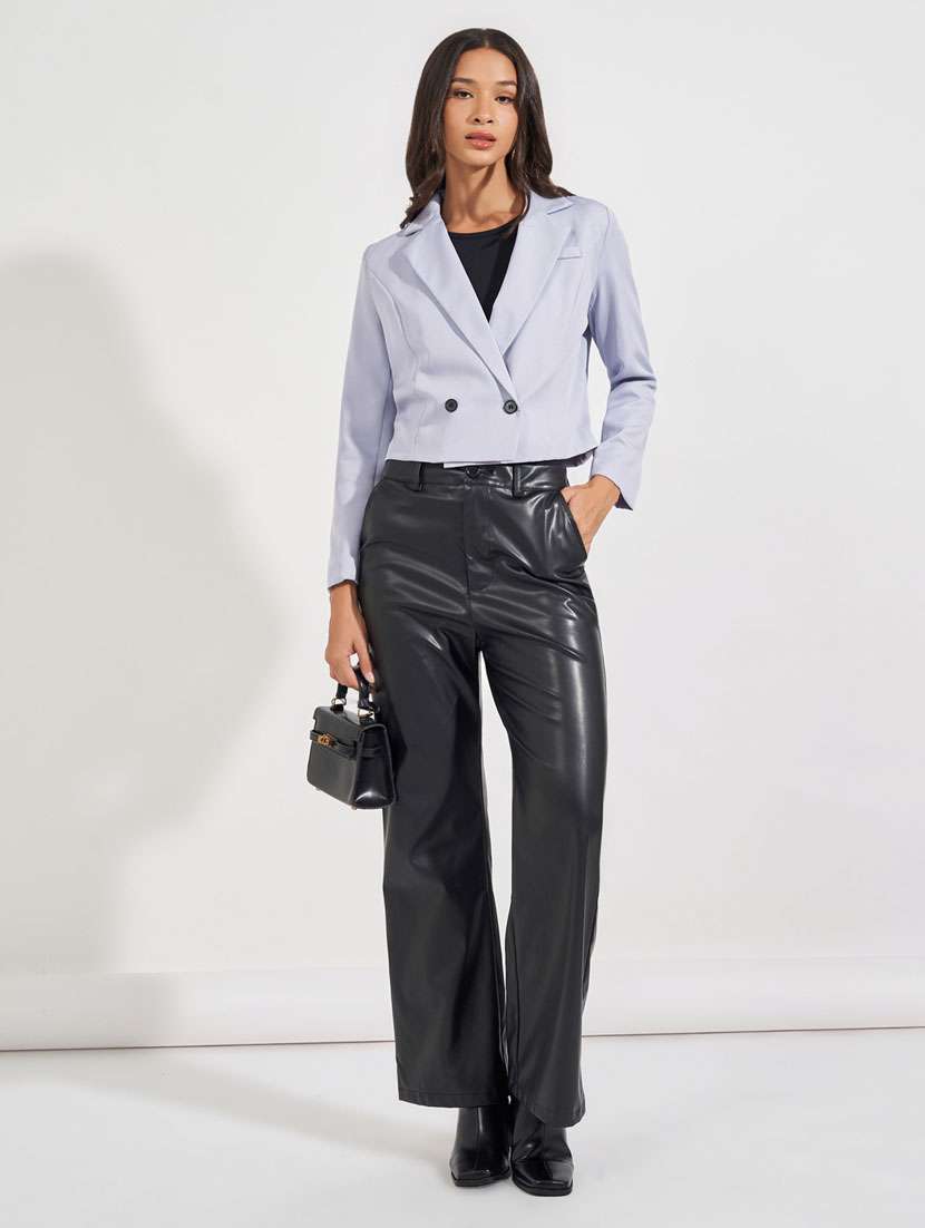 women solid crop casual blazer - 21632028 - Standard Image - 3