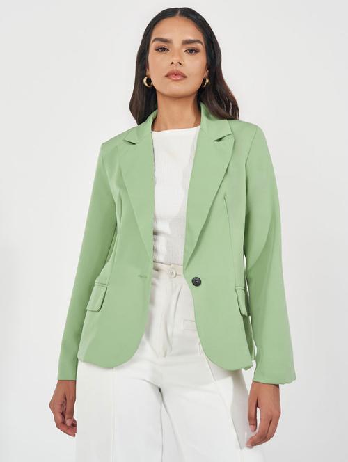 women solid long sleeve casual blazer - 21632030 -  Standard Image - 0