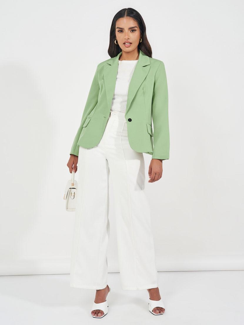 women solid long sleeve casual blazer - 21632030 - Standard Image - 3