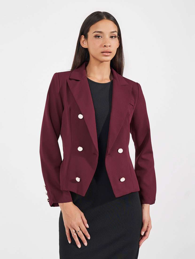 women solid long sleeve casual blazer