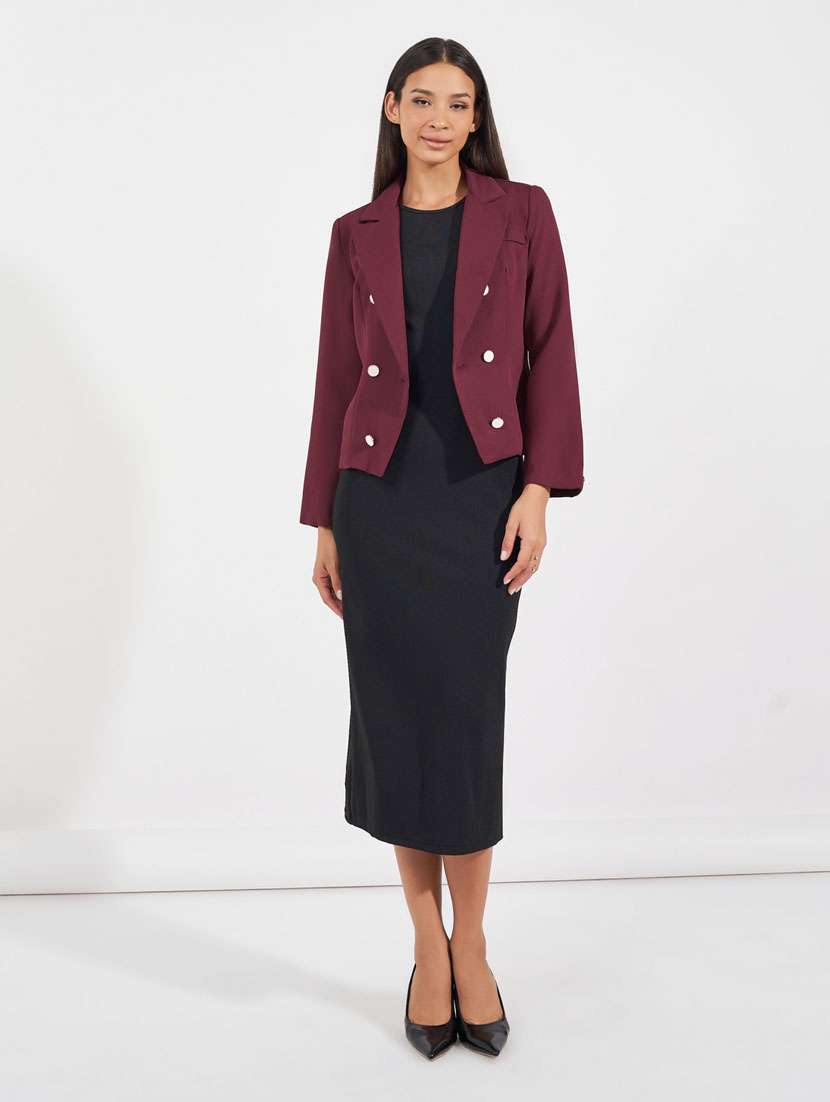 women solid long sleeve casual blazer - 21632042 -  Standard Image - 3