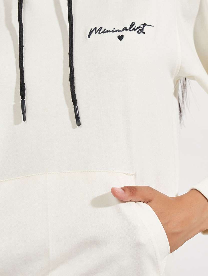 women cream placement print long sleeve sweatshirt - 21632045 - Standard Image - 3