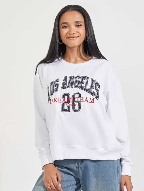 women front print long sleeve sweatshirt - 21632056 -  Standard Image - 0