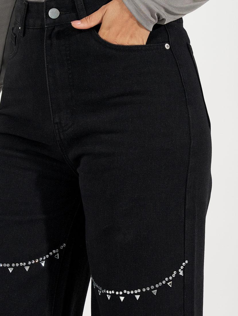 women black plain wide leg jeans - 21632061 - Standard Image - 3