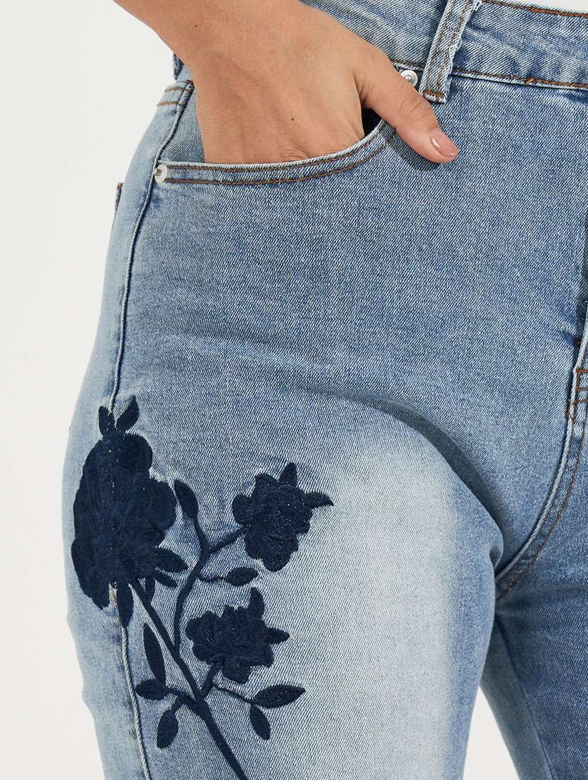 women embroidered high rise jeans - 21632065 -  Standard Image - 5