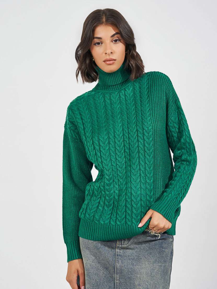 women green self design long sleeve pullover - 21632073 - Zoom Image - 0