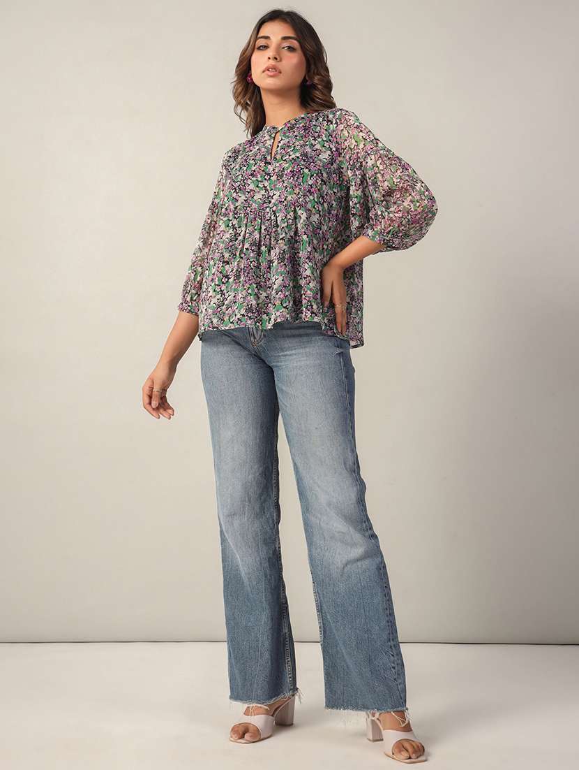 women floral printed puff sleeve top - 21632090 -  Standard Image - 3