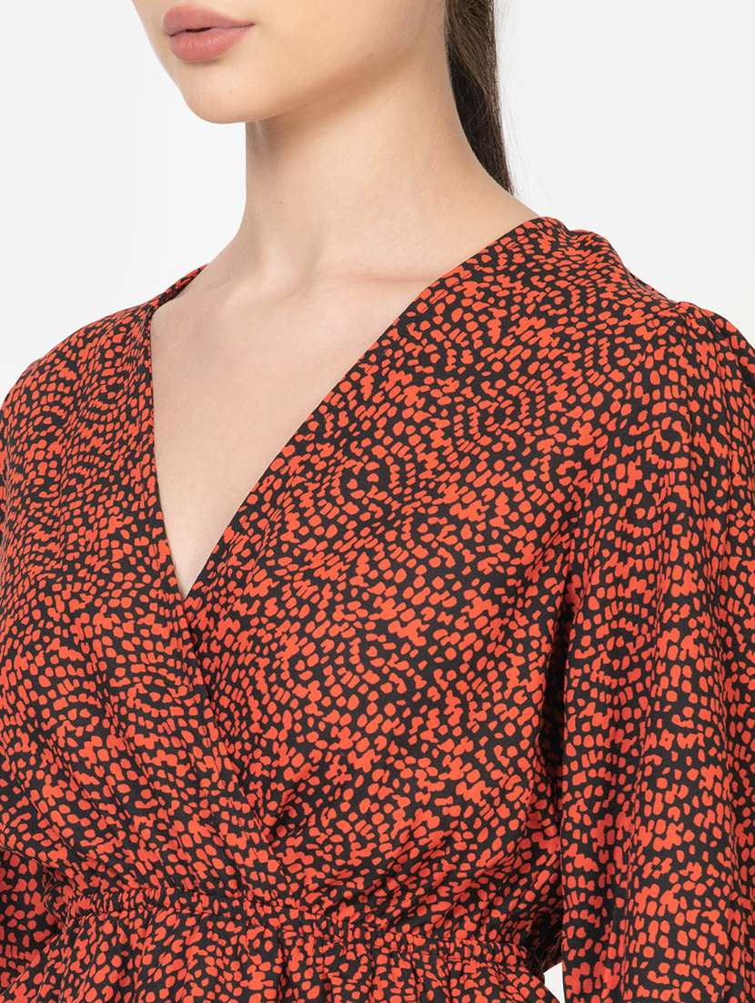 women printed puff sleeve layered top - 21632097 -  Standard Image - 5