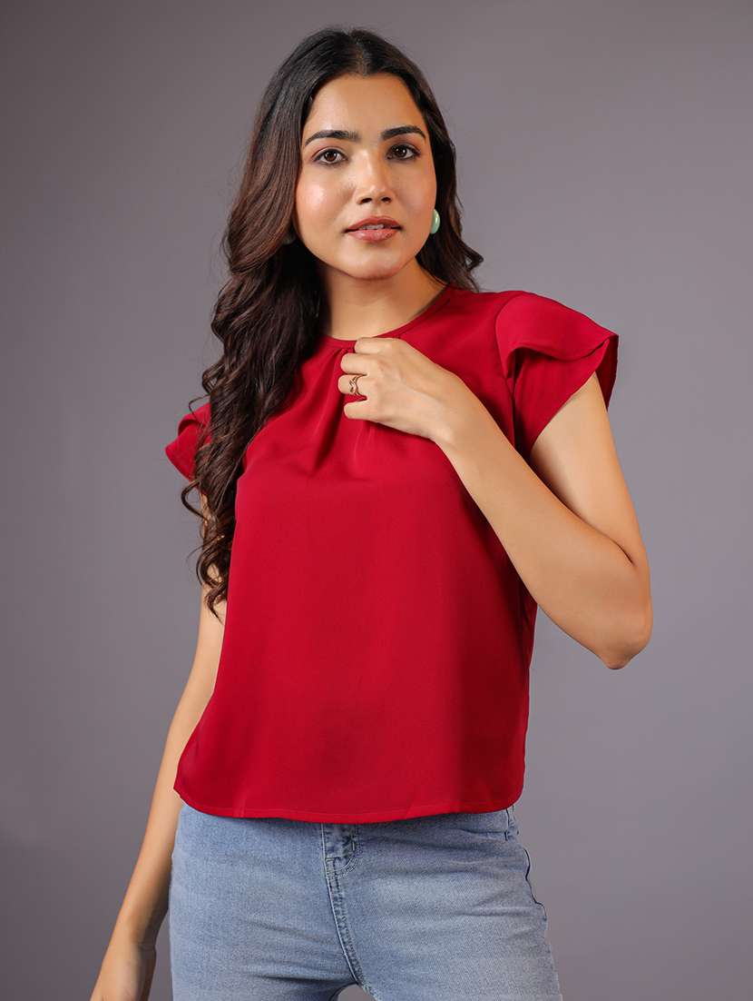 women solid short sleeve regular top