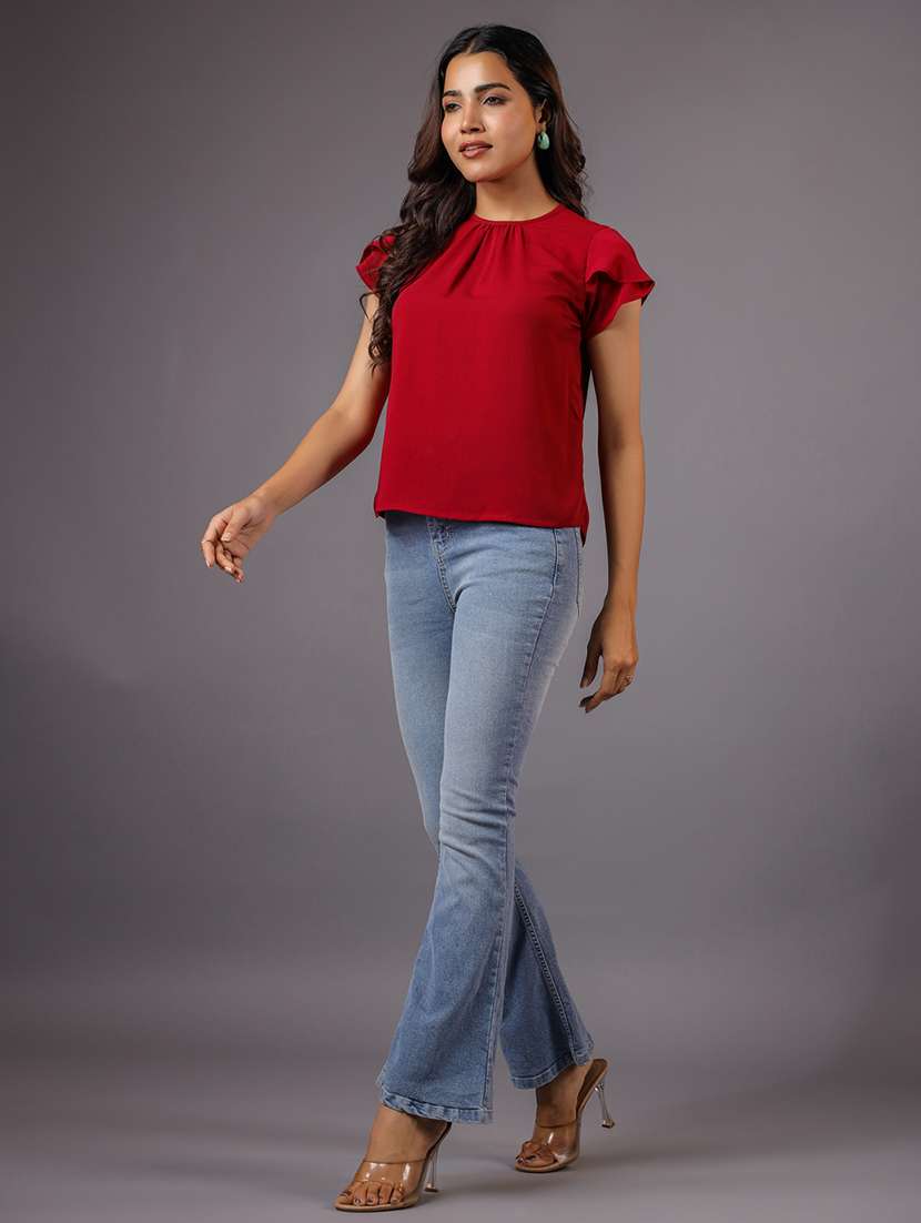 women solid short sleeve regular top - 21632105 -  Standard Image - 3