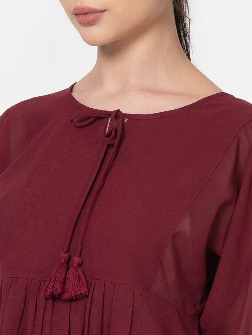 women maroon solid regular top - 21632106 -  Standard Image - 5