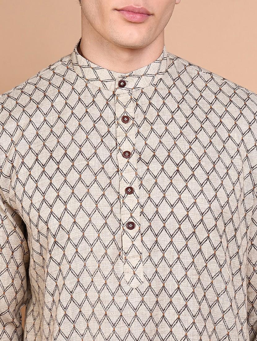 men mandarin neck kurta with trousers ethnic wear set - 21632599 - Standard Image - 5