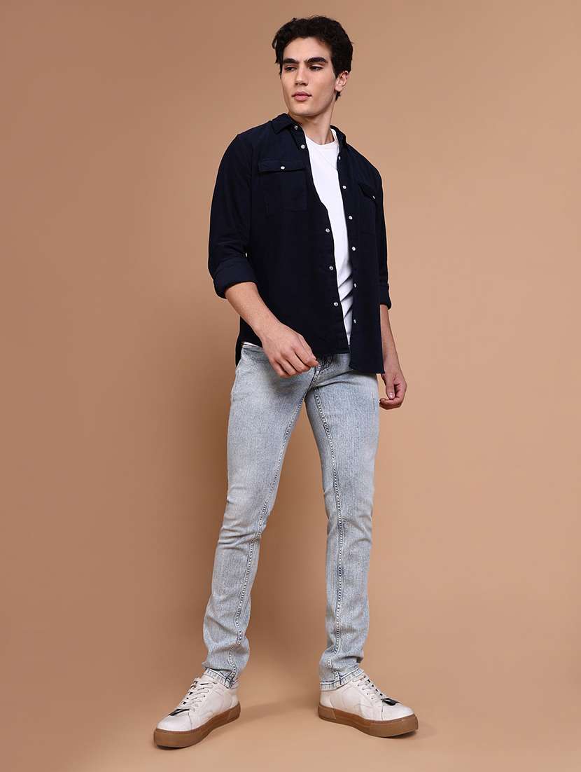 men solid collared long sleeve casual shirt - 21632630 -  Standard Image - 5