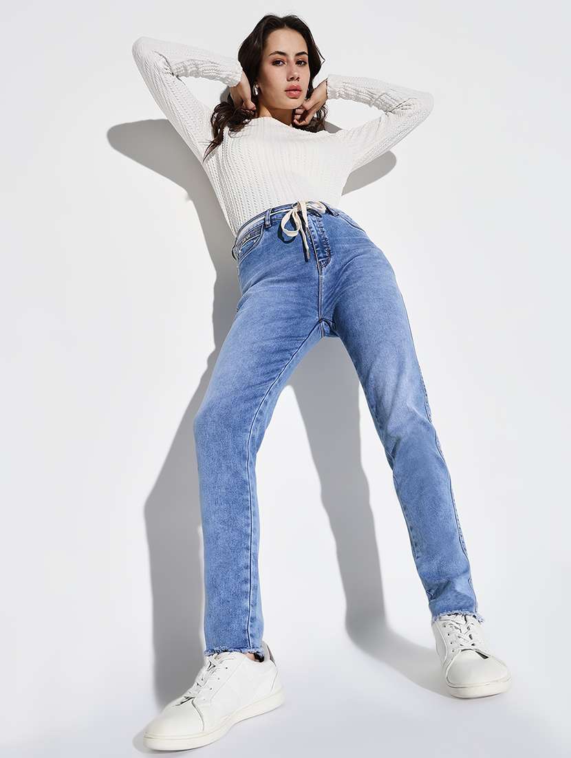 women plain slim fit denim jeans - 21632635 -  Standard Image - 5