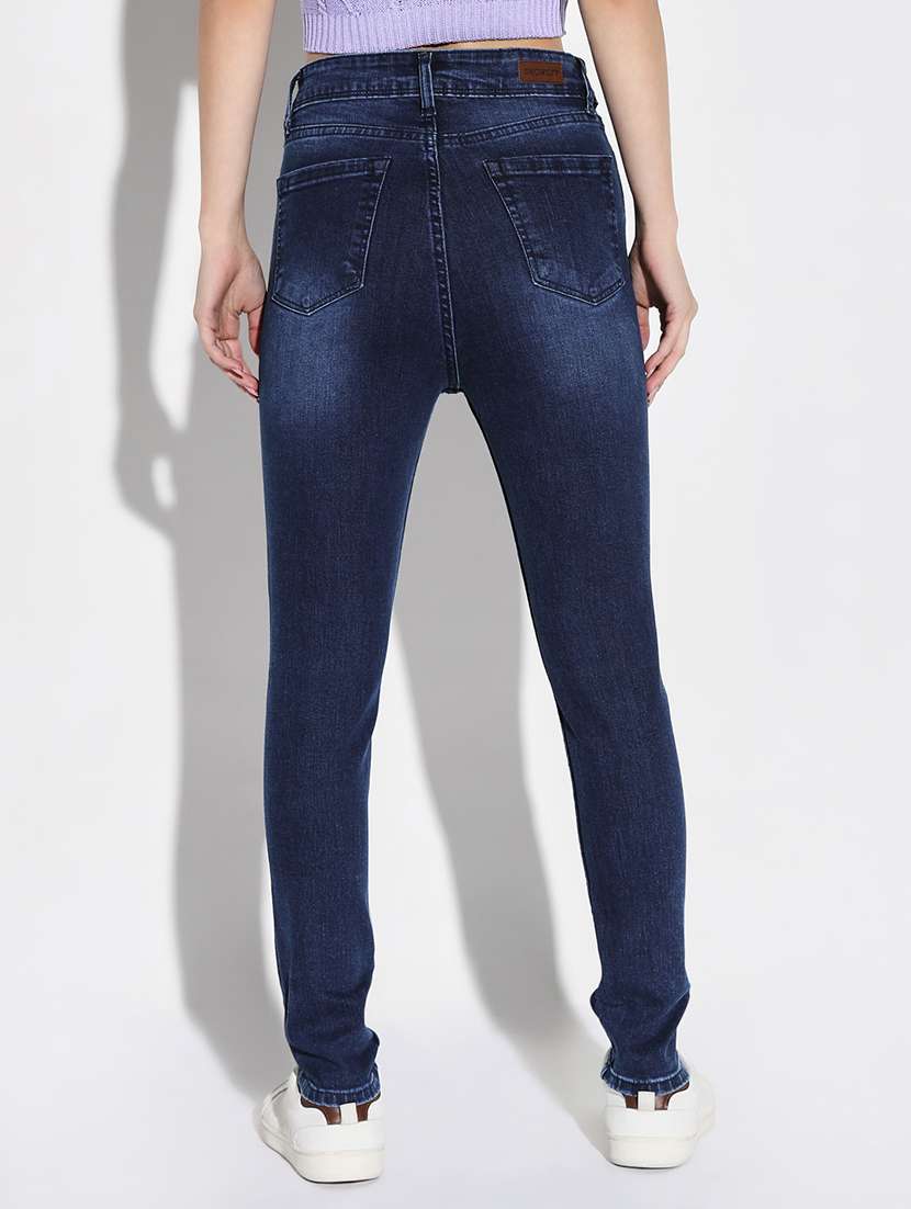 women distress mid rise denim jeans - 21632640 -  Standard Image - 3