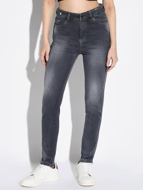 women plain high rise denim jeans - 21632641 - Standard Image - 0