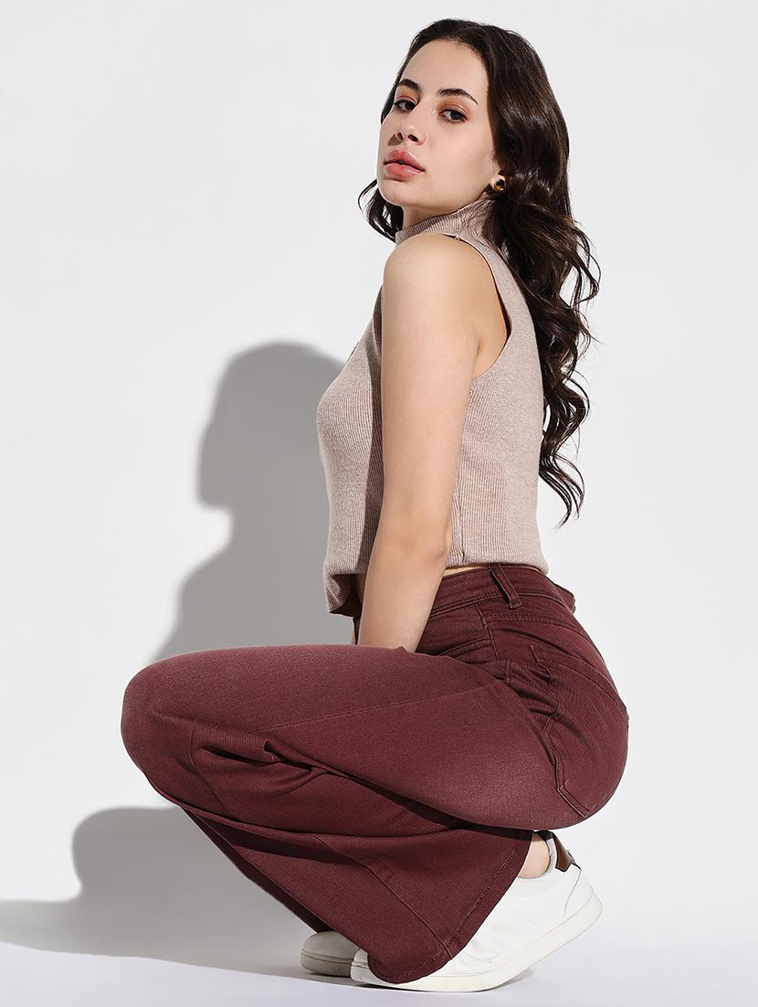 women plain high rise denim jeans - 21632642 - Standard Image - 5