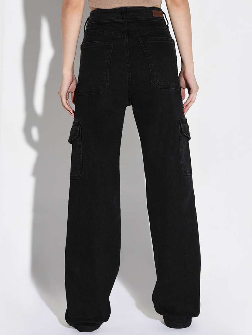 women plain high rise denim jeans - 21632644 - Standard Image - 3