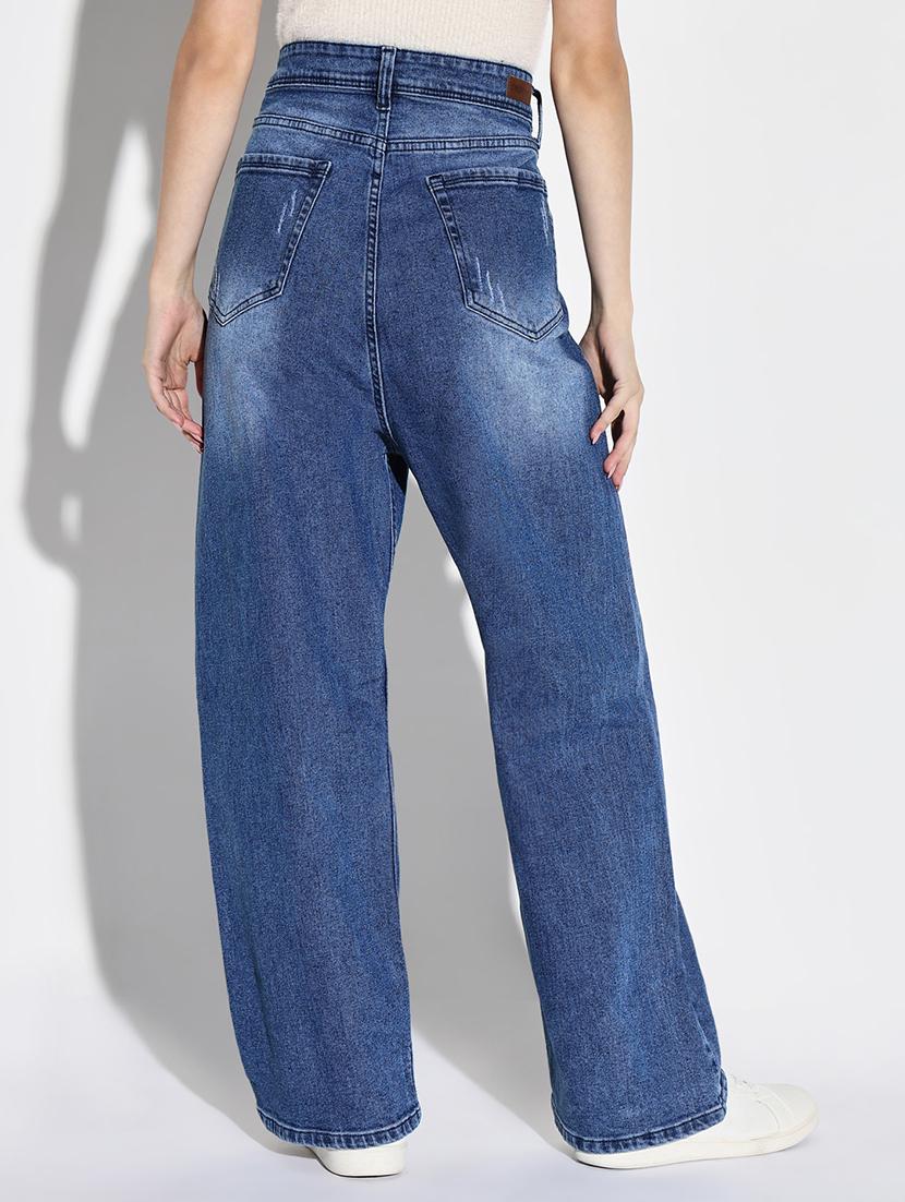 women plain high rise denim jeans - 21632645 - Standard Image - 3