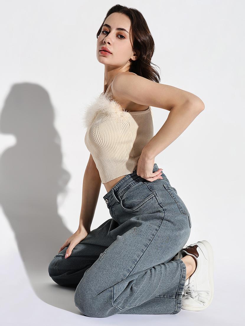 women plain mid rise denim jeans - 21632646 - Standard Image - 5