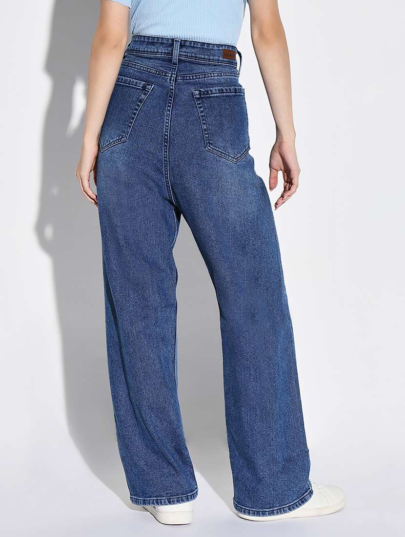women distress mid rise denim jeans - 21632654 -  Standard Image - 3